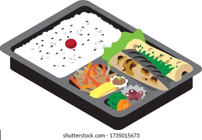 
Grilled mackerel and tempura lunch box