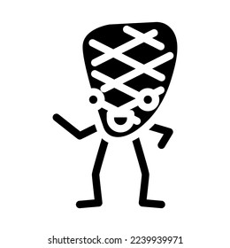 grilled meat character glyph icon vector. grilled meat character sign. isolated symbol illustration
