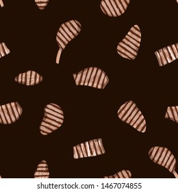 Grilled meat design. Seamless pattern. Black background. Vector illustration.