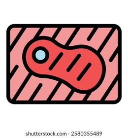 Grilled meat icon. Outline Grilled meat vector icon for web design isolated on white background color flat