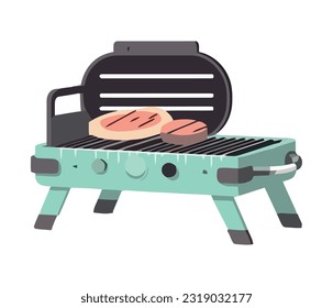 Grilled meat on meat, perfect food icon isolated
