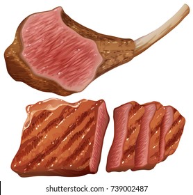Grilled meat on white background illustration
