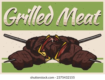 grilled meat poster for print