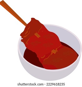 grilled meat in red sauce vector illustration