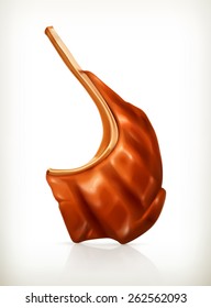 Costilla de carne a la parrilla, icono del vector