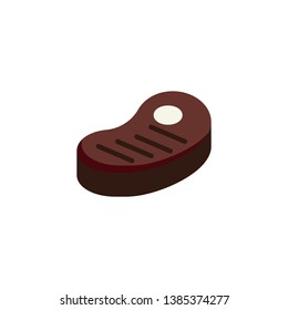 Grilled meat steak flat icon, vector sign, Barbeque beef steak colorful pictogram isolated on white. Symbol, logo illustration. Flat style design