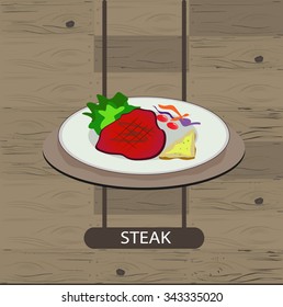 Grilled meat steak,Series of food and drink and ingredients for cooking.