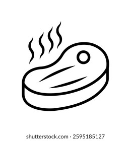 Grilled Meat Vector Line Icon Design