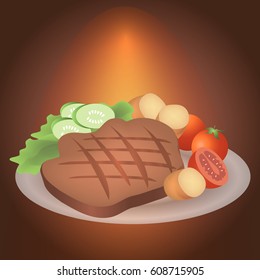 grilled meat with vegetables