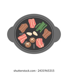 Grilled Meat and Vegetables illustration
