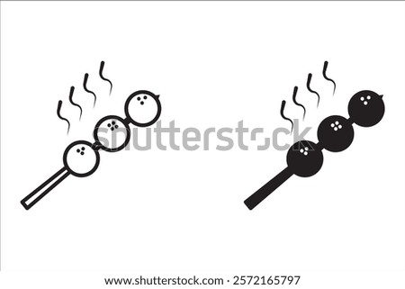 grilled meatball icon vector, satay, grilled food, flat icon, stroke outline icon set isolated on white background flat vector illustration, mobile app business icon.