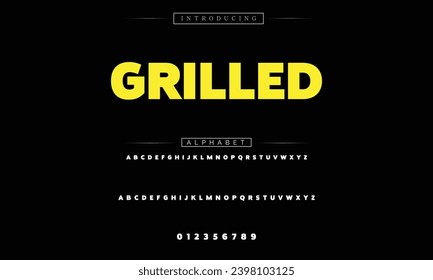 Grilled Modern Bold Font. Sans Serif Font. Regular Italic Uppercase Lowercase Typography urban style alphabet fonts for fashion, sport, technology, digital, movie, logo design, vector