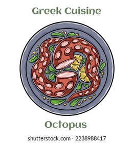 Grilled octopus with olive oil, lemon, oregano and parsley