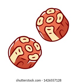 Grilled oxtails color icon. Butchers meat. Spanish cuisine. Butchery business. Roasted meat production and sale. Isolated vector illustration