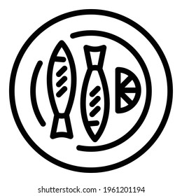 Grilled plate icon. Outline Grilled plate vector icon for web design isolated on white background