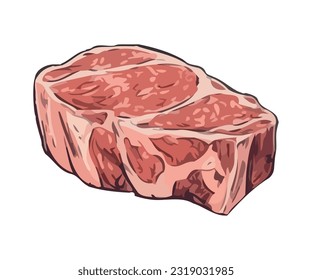 Grilled pork chop, fresh and healthy snack icon isolated