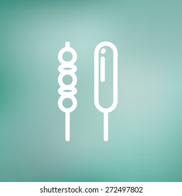 Grilled pork and hotdog icon thin line for web and mobile, modern minimalistic flat design. Vector white icon on gradient mesh background.