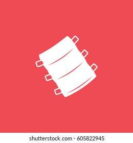 Grilled Pork Rib Flat Icon On Red Background