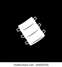 Grilled Pork Rib Flat Icon On Black Background