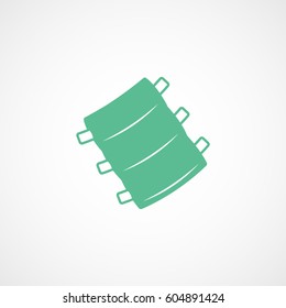 Grilled Pork Rib Green Flat Icon On White Background