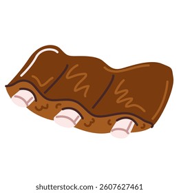 Grilled pork ribs. Vector flat illustration of barbecue ribs, isolated on a white background