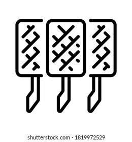 Grilled pork stick. Line vector. Isolate on white background.