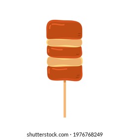 Grilled Pork vector. Grilled Pork stick on white background.