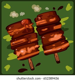 Grilled pork Vectors Cartoon Art A