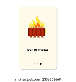 Grilled ribs isolated on white. Grilled food cartoon illustration. BBQ concept. Vector illustration symbol elements for web design and apps