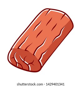 Grilled roast color icon. Butchers meat. Ingredient for lunch. Roasted meat production and sale. Protein source. Butchery business. Isolated vector illustration