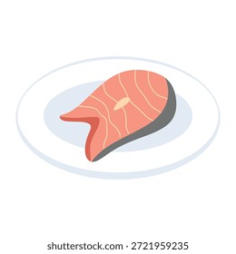 Grilled salmon fillet in flat design style. Perfect for menu projects. Vector illustration simple object.