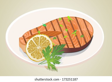Grilled salmon with lime.