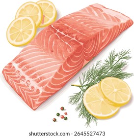 Grilled salmon steak with roasted vegetables and a fresh salad, a healthy and delicious meal