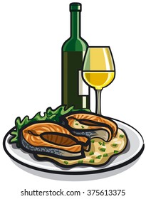 grilled salmon and wine
