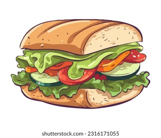 Grilled sandwich with fresh veggies icon isolated