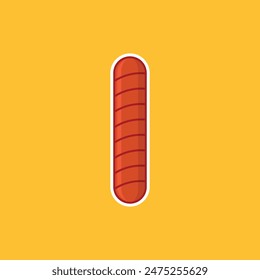 Grilled sausage. Bbq. Design elemen. Vector illustration in trendy flat style isolated on color background. Grilled sausage menu illustration.