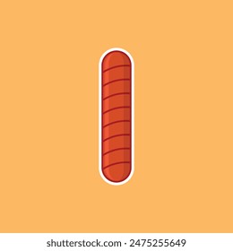 Grilled sausage. Bbq. Design elemen. Vector illustration in trendy flat style isolated on color background. Grilled sausage menu illustration.