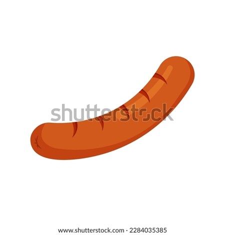 Grilled sausage. Bbq. Design elemen. Vector illustration in trendy flat style isolated on white background.