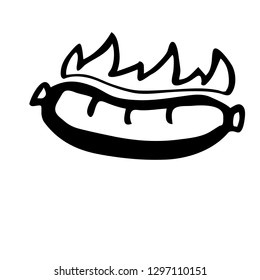 Grilled sausage. BW logo. Emblem for bbq restaurant or menu.