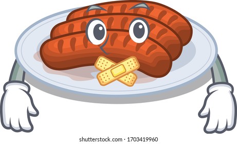 Grilled sausage cartoon character style with mysterious silent gesture