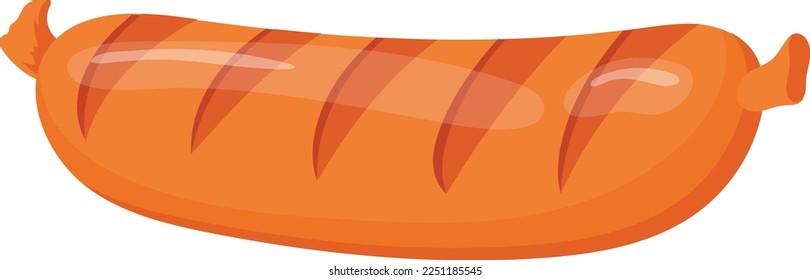 Grilled sausage cartoon icon. Roasted barbecue symbol isolated on white background