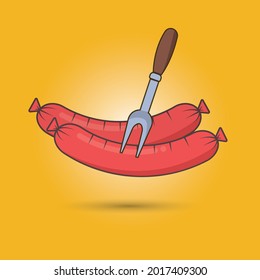 Grilled Sausage cartoon vector illustration