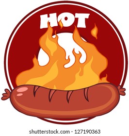 Grilled Sausage And Flames With Banner