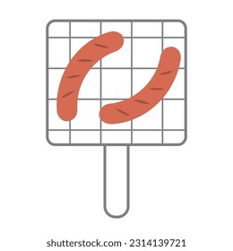 Grilled sausage. Food icon element.