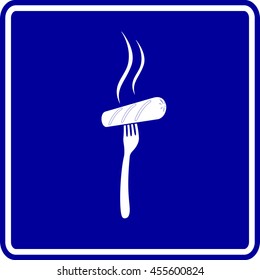 grilled sausage in fork sign