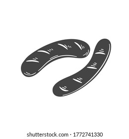 Grilled sausage glyph icon. Vector illustration of silhouette sausage for design meat product