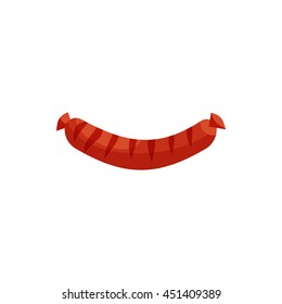 Grilled sausage icon in cartoon style on a white background