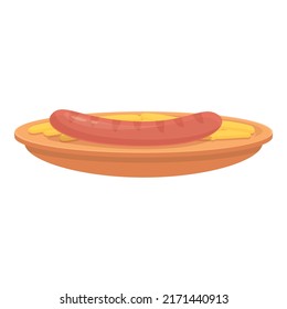 Grilled sausage icon cartoon vector. Food cuisine. Austrian beef