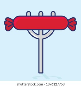 grilled sausage icon character isolated on pastel color background