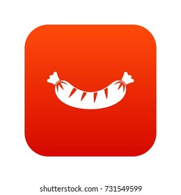 Grilled sausage icon digital red for any design isolated on white vector illustration